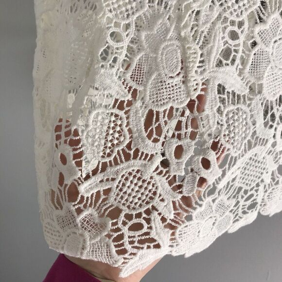 Cabi #800 Size Medium Open Needle Lace Floral Peplum Sheer Tank Exposed Zipper - Picture 6 of 16